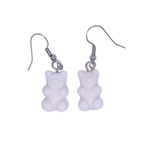 Handmade white gummy bear earrings